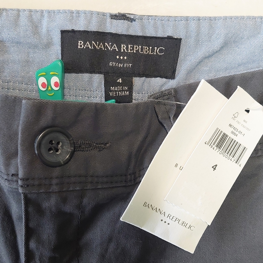 NWT Banana Republic Slate Gray Boyfriend Chino Pants, Size 4 - Picture 4 of 9